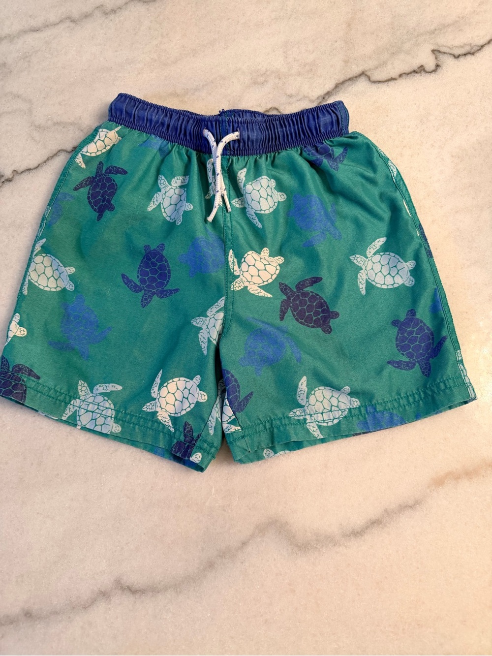 Boden Sea Turtle Print Swim Trunks